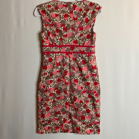 Boden Floral Tulip Midi Dress Scoop Neck Cap Sleeves Side Zip Fully Lined US 6P - Picture 2 of 15